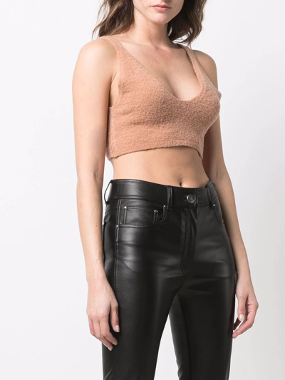 Shop Nanushka Cropped Knit Top In Nude