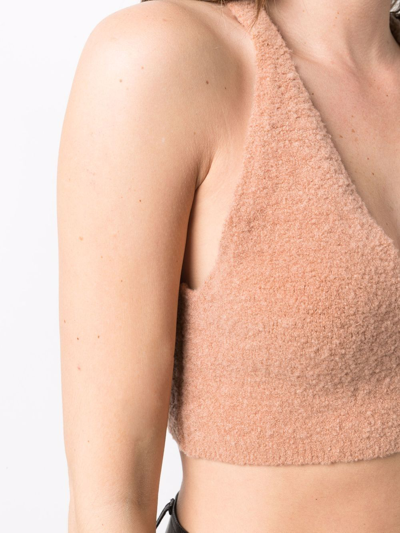 Nanushka Zosia Bouclé-knit Merino Wool-blend Bra Top In Nude