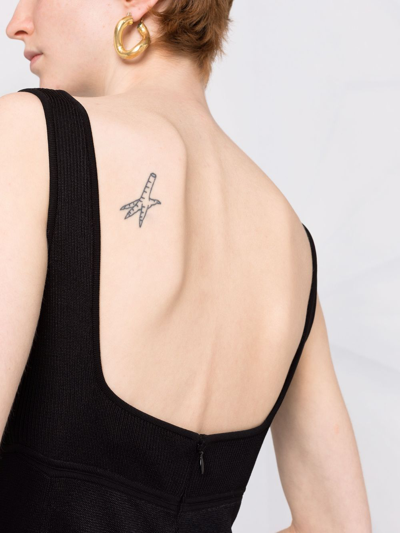 Saint Laurent Sleeveless Cutout Detail Rib Knit Mini Dress In Noir