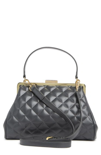 Shop Love Moschino Borsa Quilted Leather Top Handle Bag In Grigio