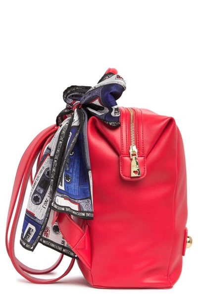 Shop Love Moschino Borsa Small Grain Leather Backpack In Rosso