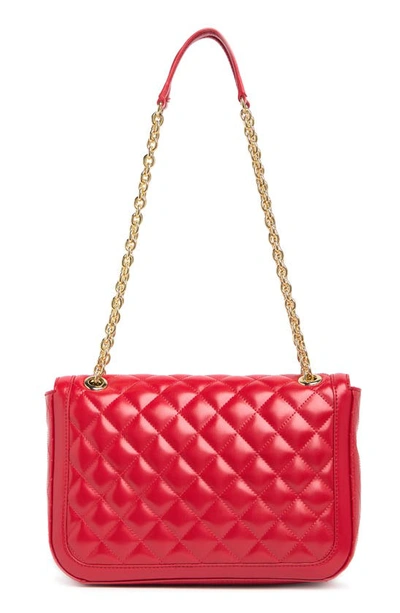 Shop Love Moschino Borsa Quilted Leather Shoulder Bag In Rosso