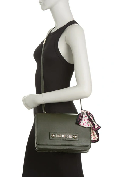 Shop Love Moschino Borsa Natural Leather Crossbody Bag In Verde