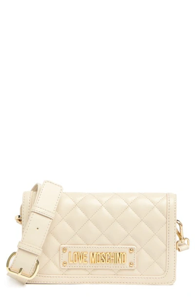 Shop Love Moschino Borsa Quilted Leather Crossbody Bag In Avorio