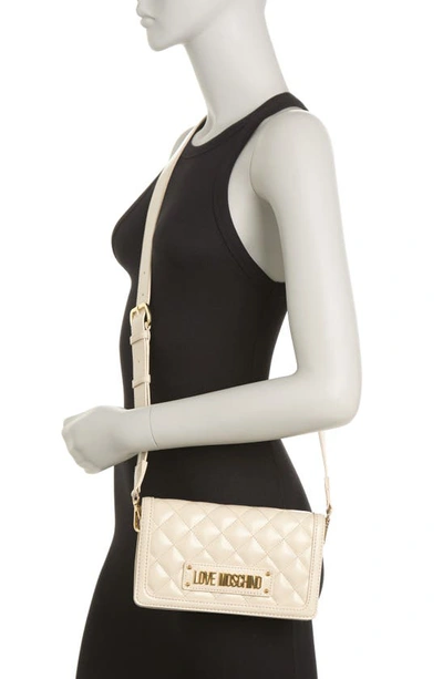 Shop Love Moschino Borsa Quilted Leather Crossbody Bag In Avorio
