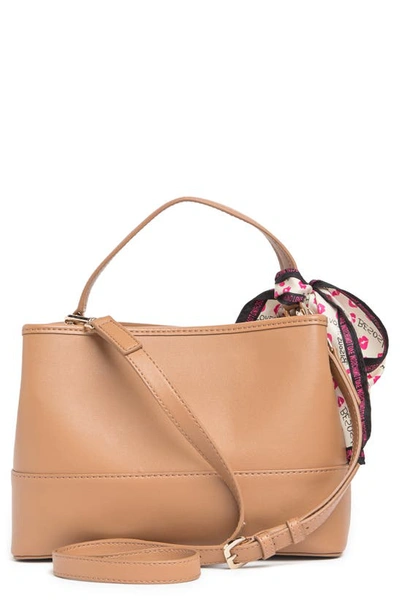 Shop Love Moschino Borsa Natural Leather Crossbody Bag In Cammello