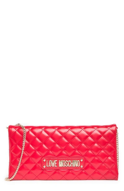 Shop Love Moschino Borsa Quilted Leather Crossbody Bag In Rosso