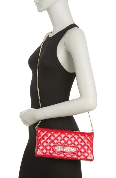 Shop Love Moschino Borsa Quilted Leather Crossbody Bag In Rosso