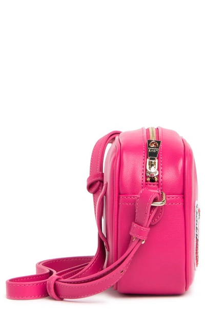 Shop Love Moschino Borsa Leather Patchwork Crossbody Bag In Fuxia