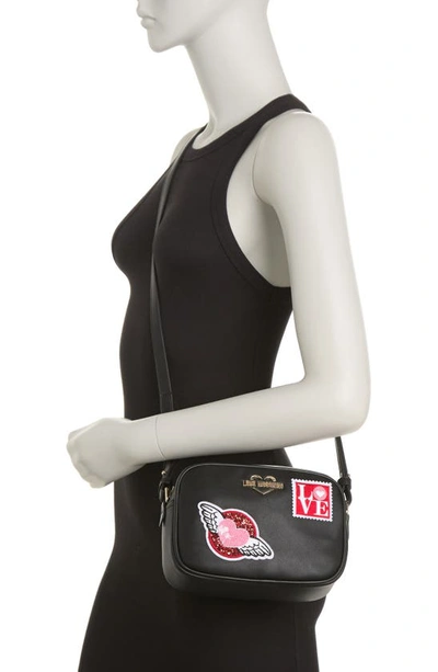 Shop Love Moschino Borsa Leather Patchwork Crossbody Bag In Nero