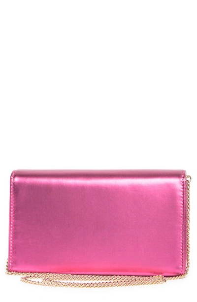 Shop Love Moschino Borsa Metallic Fuxia Leather Crossbody Bag