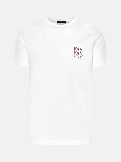 Shop Fay White Cotton T-shirt