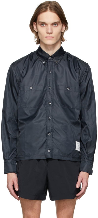 Shop Thom Browne Navy Mesh & Ripstop Jacket In 415 Navy