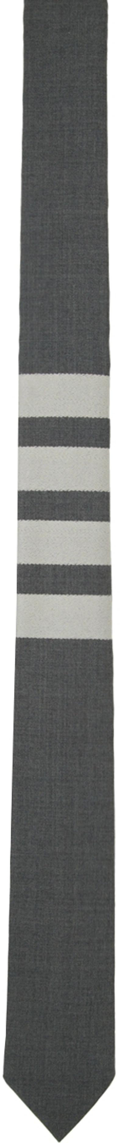 Shop Thom Browne Grey Plain Weave Engineered 4-bar Tie In 035 Med Grey