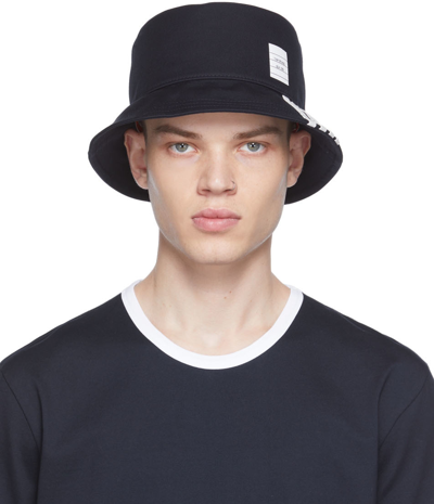 Shop Thom Browne Navy 4-bar Classic Bucket Hat In 415 Navy