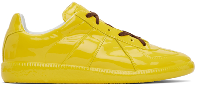 Shop Maison Margiela Yellow Coated Leather Replica Sneakers In T3041 Spectra Yellow