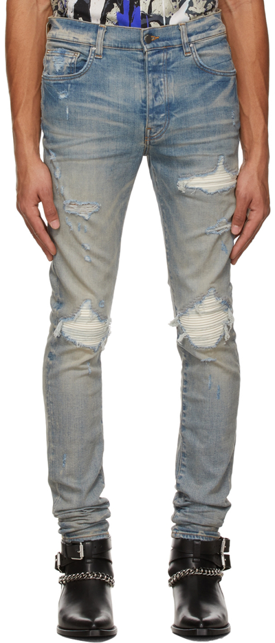 Shop Amiri Blue & Taupe Mx1 Ultra Suede Jeans In Clay Indigo