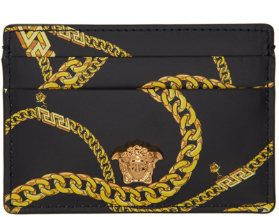 Shop Versace Black 'la Medusa' Chain Card Holder In 5b00v Blackgl