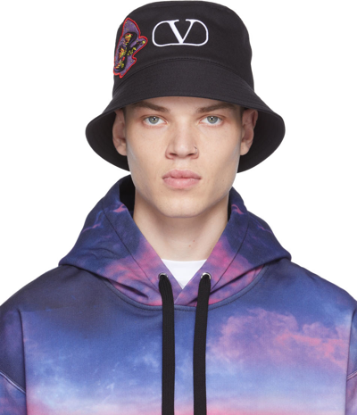 Valentino Garavani Embroidered Vlogo Bucket Hat In Black | ModeSens