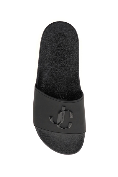 Shop Jimmy Choo Port Rubber Slides In Black