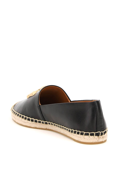 Shop Tory Burch Leather Eleanor Espadrillas In Black