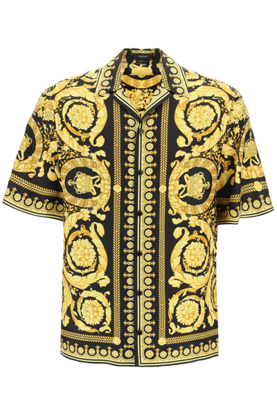 Shop Versace Barocco Print Silk Shirt In Mixed Colours