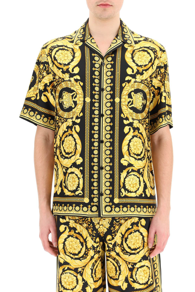 Shop Versace Barocco Print Silk Shirt In Mixed Colours