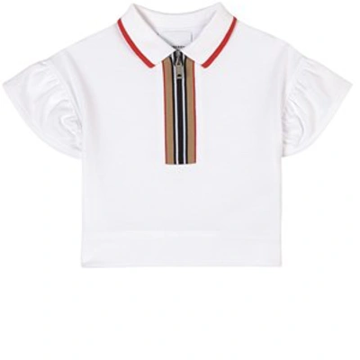 Shop Burberry White Martina Icon Stripe Polo Shirt