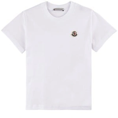 Shop Moncler White Logo T-shirt