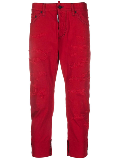 Shop Dsquared2 Cropped Tapered Red Jeans