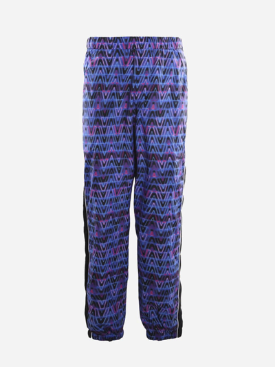 Shop Valentino Nylon Pants With All-over Optical Neon V Print In Multicolor
