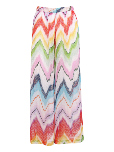 Shop Missoni Flared Multicolor Zigzag Patterned Trousers