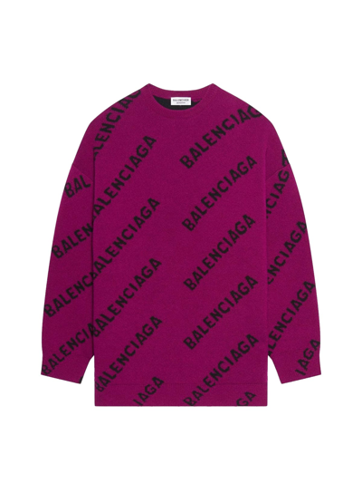 Shop Balenciaga All-ov Er Sweater In Purple Black