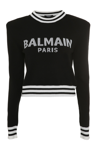 Shop Balmain Wool And Cashmere Sweater In Black