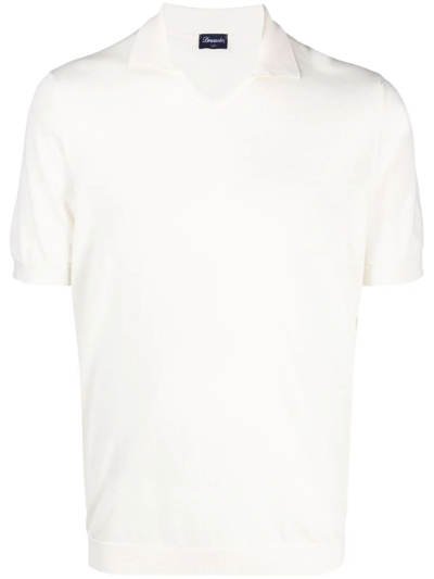Shop Drumohr White Cotton T-shirt In Panna