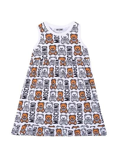 Shop Moschino White Dress With Toy Print In Bianco