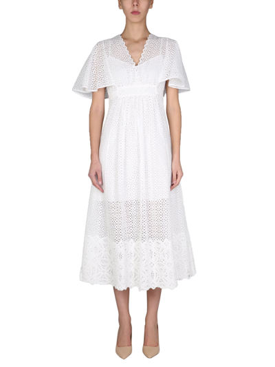 Shop Anna Molinari Embroidered Dress In Bianco