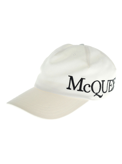 Shop Alexander Mcqueen White Cotton Hat With Logo