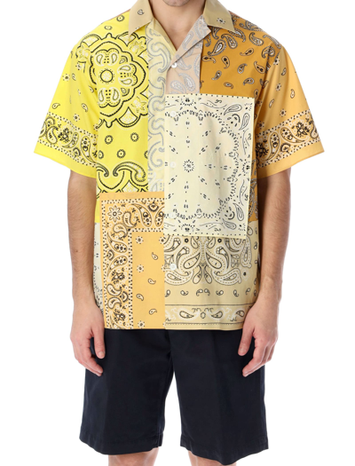 Shop Kenzo Patchwork Short Sleeves Shirt In Yellow