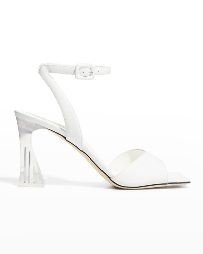 Shop Giuseppe Zanotti Birel Calfskin Clear-heel Sandals In Bianco