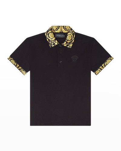 Versace polo shirt top black and gold