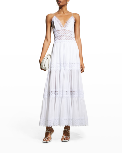 Shop Charo Ruiz Cindy Embroidered Tiered Maxi Dress In White