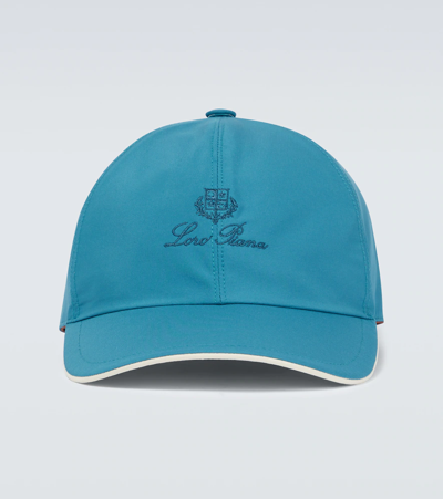 Shop Loro Piana Wind Baseball Cap With Logo In Green/min/ivory