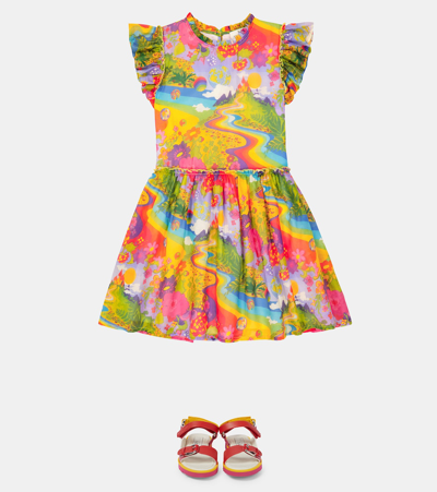 Shop Stella Mccartney Printed Cotton And Silk Dress In Multicolor