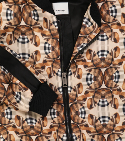 Shop Burberry Thomas Bear Printed Bomber Jacket In Soft Fawn Ip Pttn