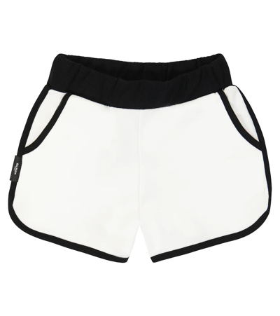 Shop Balmain Cotton Jersey Shorts In 100ne-bianco/nero