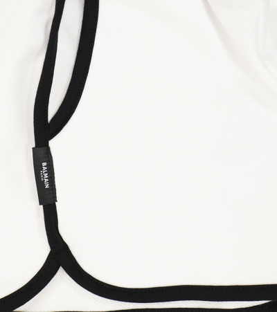 Shop Balmain Cotton Jersey Shorts In 100ne-bianco/nero