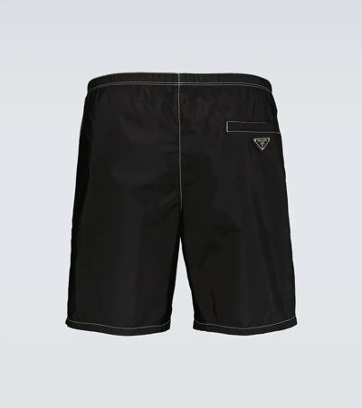 Prada Re-nylon Logo Swimming Trunks In Nero