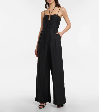 Shop Ulla Johnson Khalida Silk Halterneck Jumpsuit In Noir