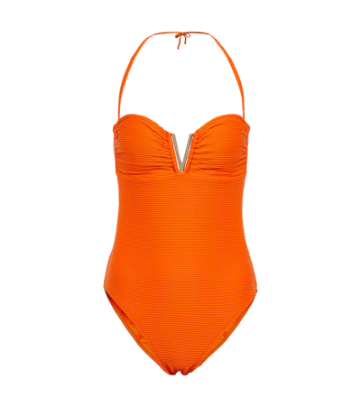 Shop Heidi Klein Tremezzo Bandeau Swimsuit In Orange